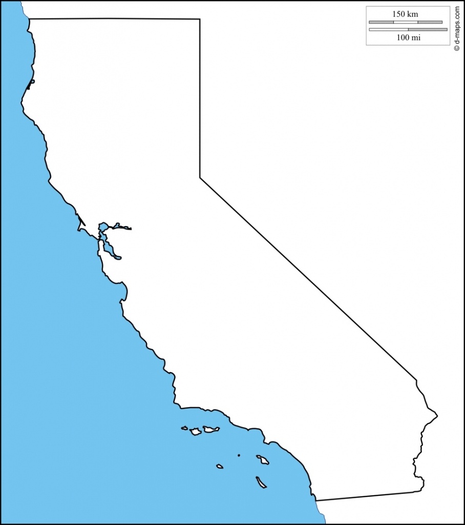 Large Outline Map Of California – Map Of Usa District - Blank Map Of California Printable