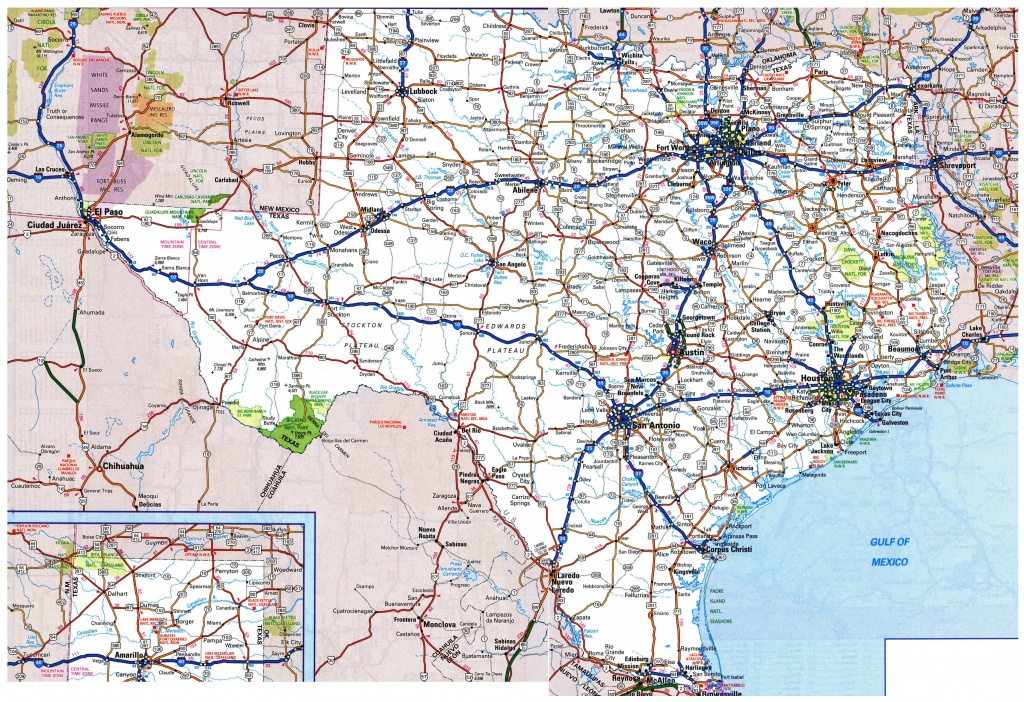 Large Roads And Highways Map Of Texas State With National Parks And - Map Of All Texas State Parks