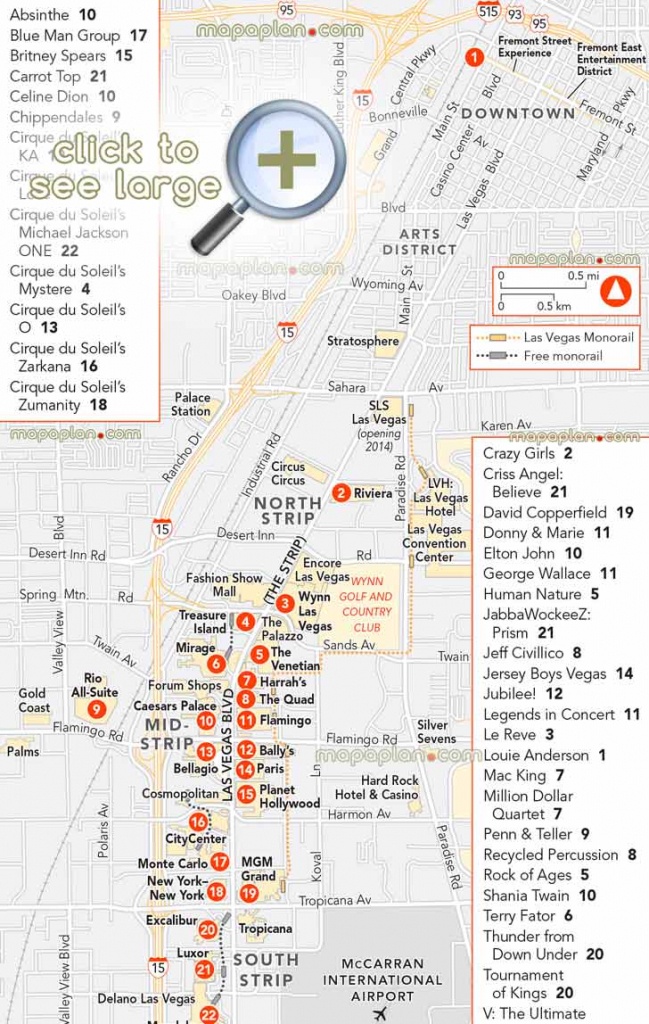 Las Vegas Maps - Top Tourist Attractions - Free, Printable City - Free Printable Map Of The Las Vegas Strip