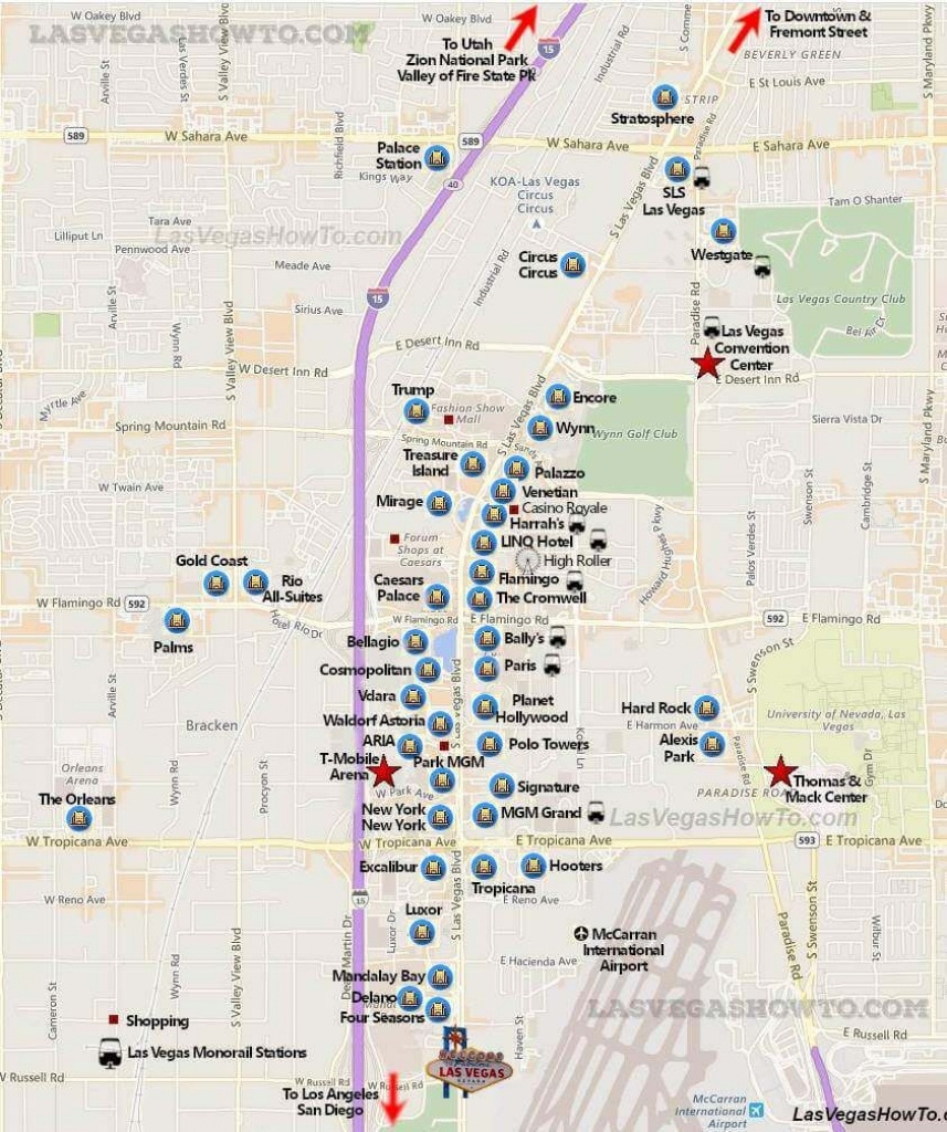 Las Vegas Strip Map (2019) | California, Etc. | Las Vegas Strip Map - Las Vegas Tourist Map Printable
