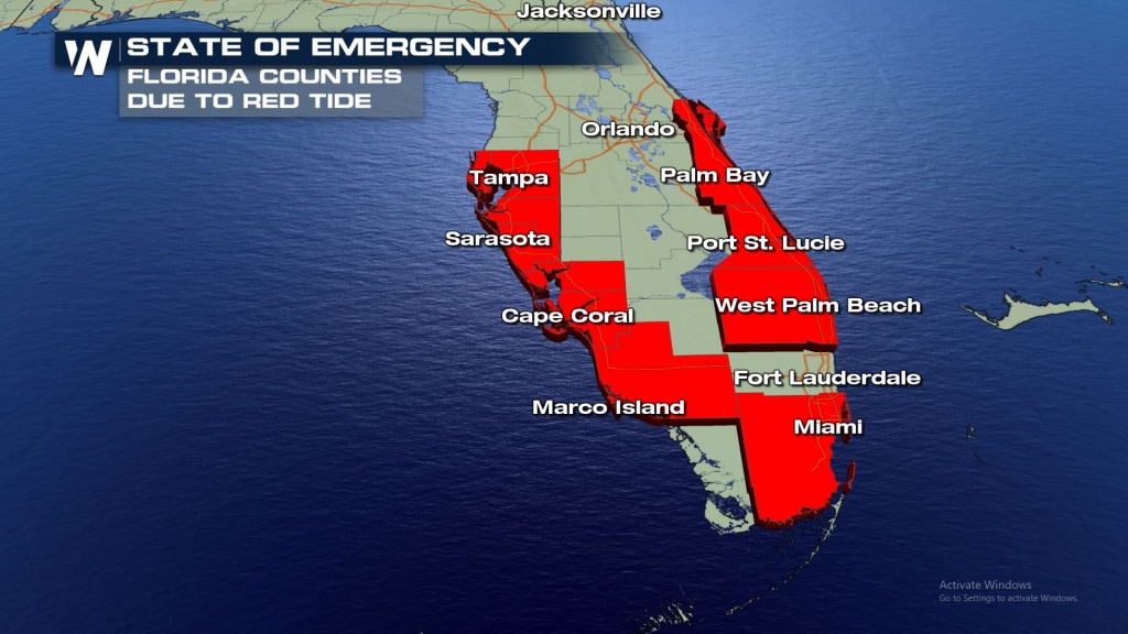 Current Red Tide Map Florida Free Printable Maps