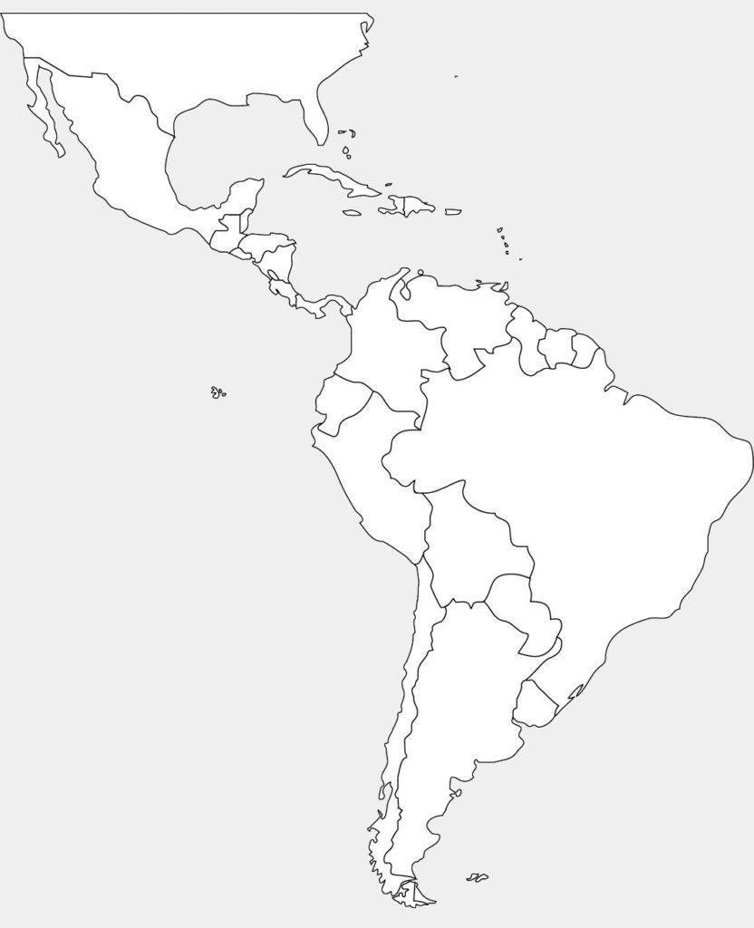 Latin America Blank Map Printable Central South World North Maps - Blank Map Of Latin America Printable