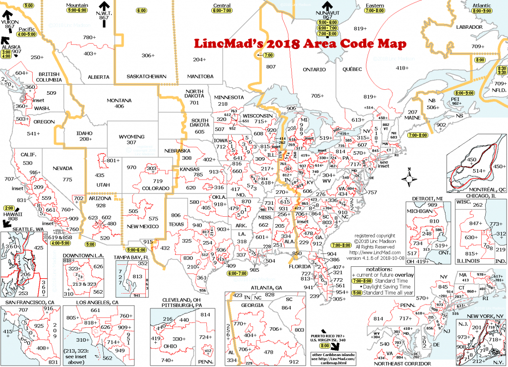 Lincmads 2019 Area Code Map With Time Zones Us Area Code Map Printable Free Printable Maps 8256