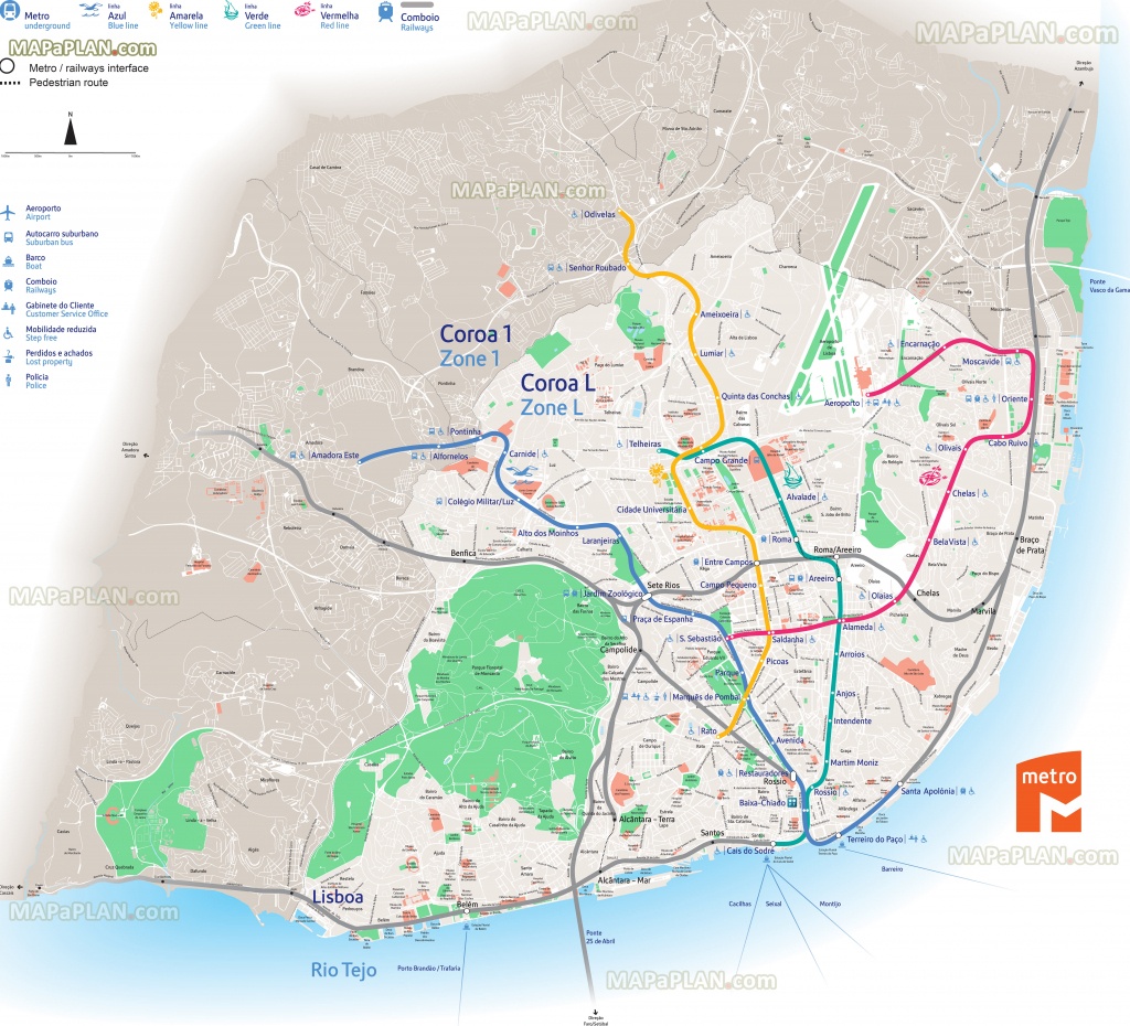 Lisbon Maps - Top Tourist Attractions - Free, Printable City Street Map - Lisbon Metro Map Printable