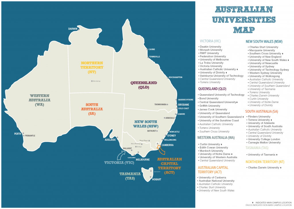 List Of Australian Universities - Notre Dame Campus Map Printable