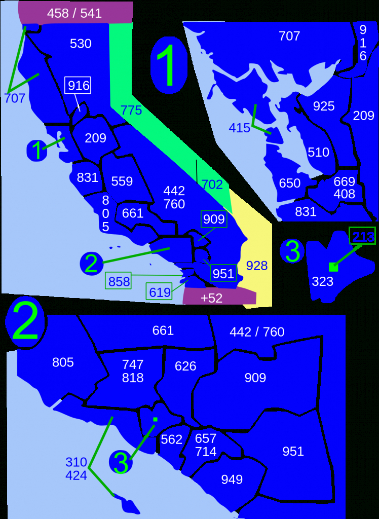 List Of California Area Codes - Wikipedia - California Zip Code Map Free