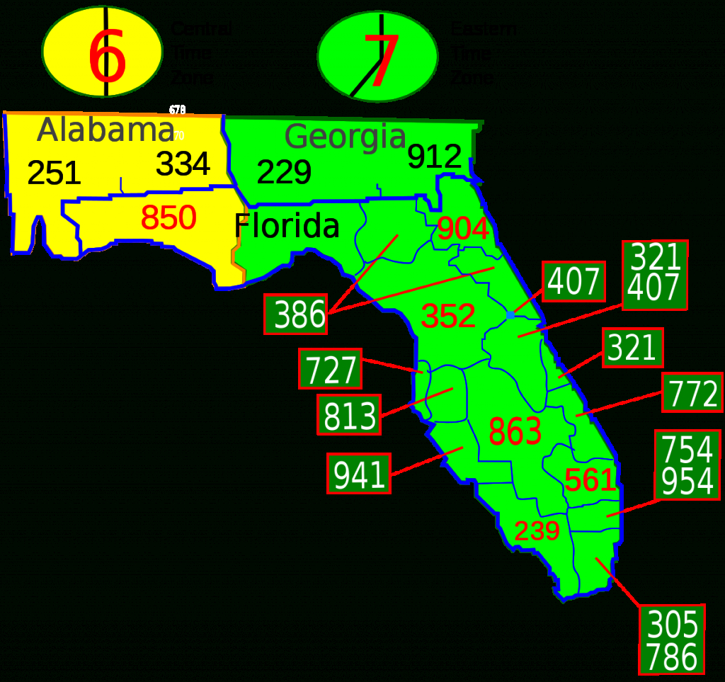 List Of Florida Area Codes - Wikipedia - Central Florida County Map