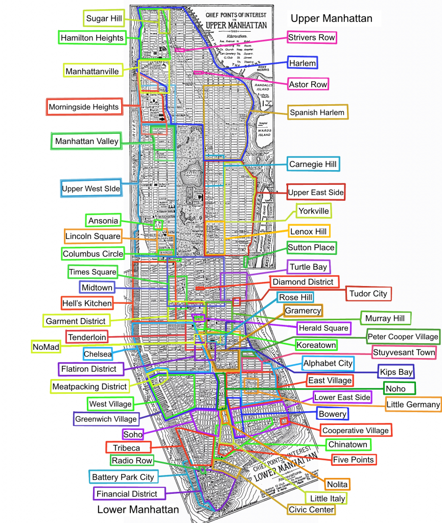 List Of Manhattan Neighborhoods - Wikipedia - Printable Map Of Times Square