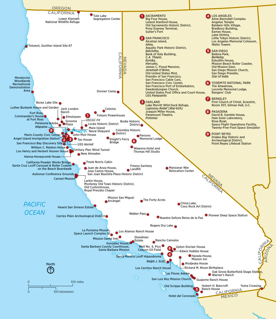 List Of National Historic Landmarks In California - Wikipedia - Map Of California National Parks And Monuments