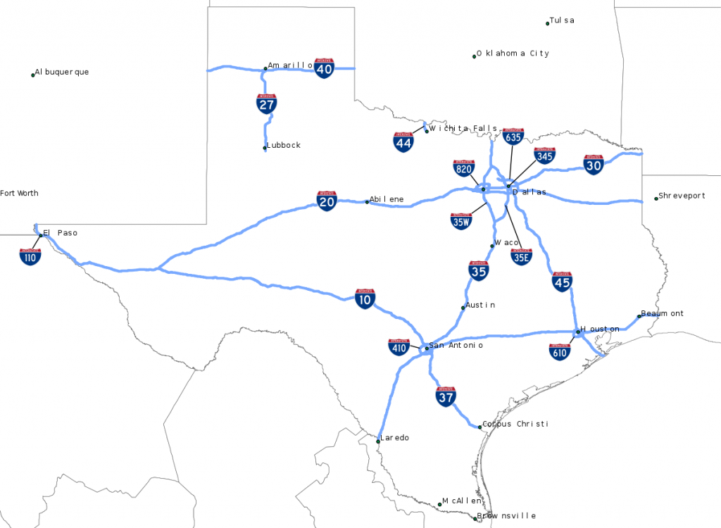Liste Des Interstate Highways Du Texas — Wikipédia - Texas Interstate Map