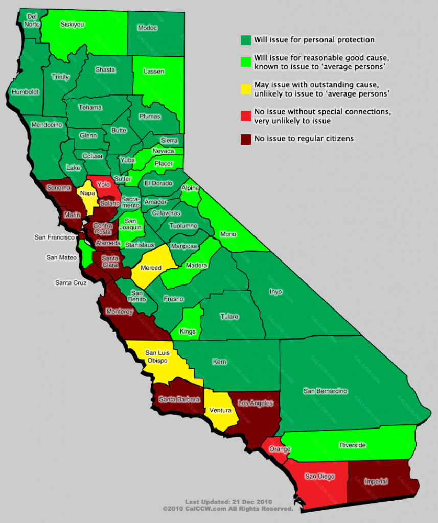Local Variation In Concealed Carry Of Weapons In California – Gun - California Ccw Map