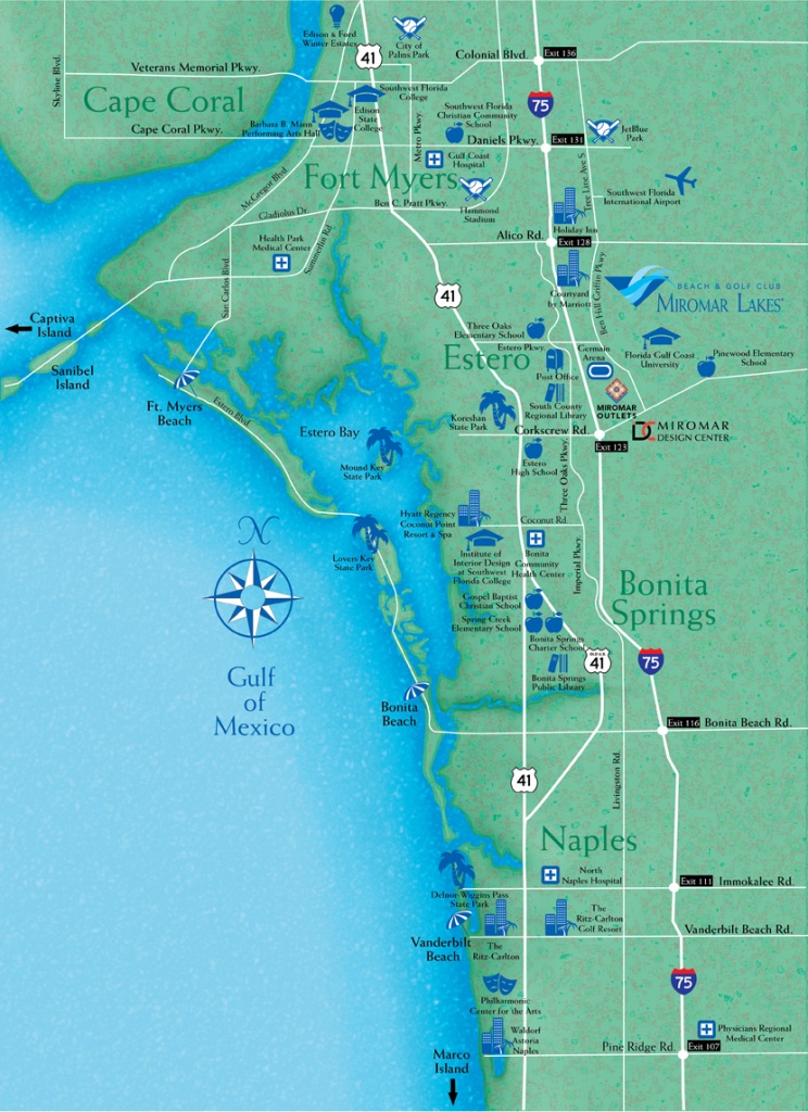 Locate Miromar Lakes, Florida - Just North Of Naples And Estero In - Bonita Beach Florida Map