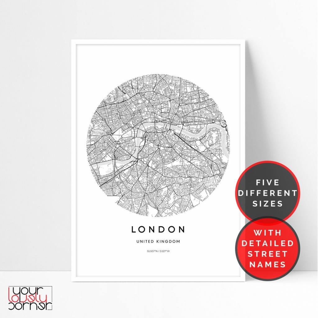 London Map Print London City Map Printable Wall Art Circle | Etsy - Circle Map Printable
