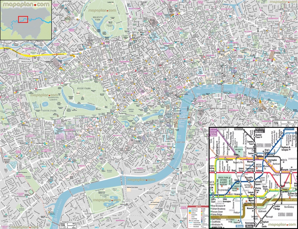 London Maps - Top Tourist Attractions - Free, Printable City Street - Free Printable Tourist Map London