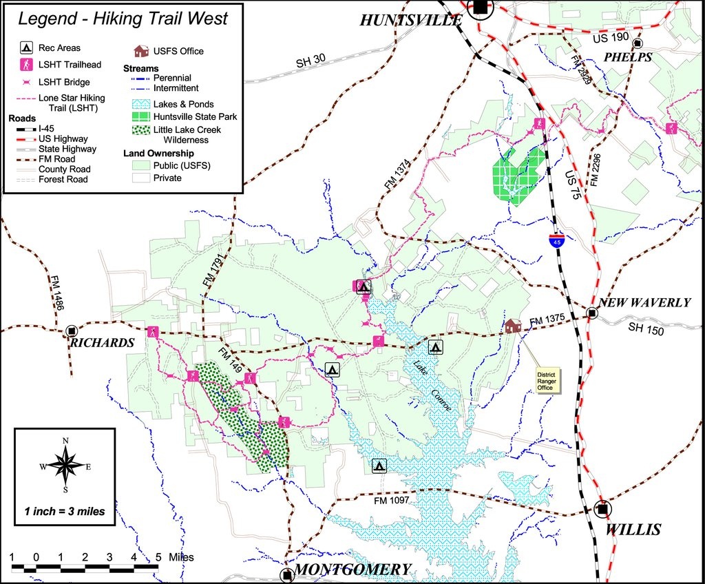 Lone Star Hiking Trail - Maplets - Texas Hiking Trails Map