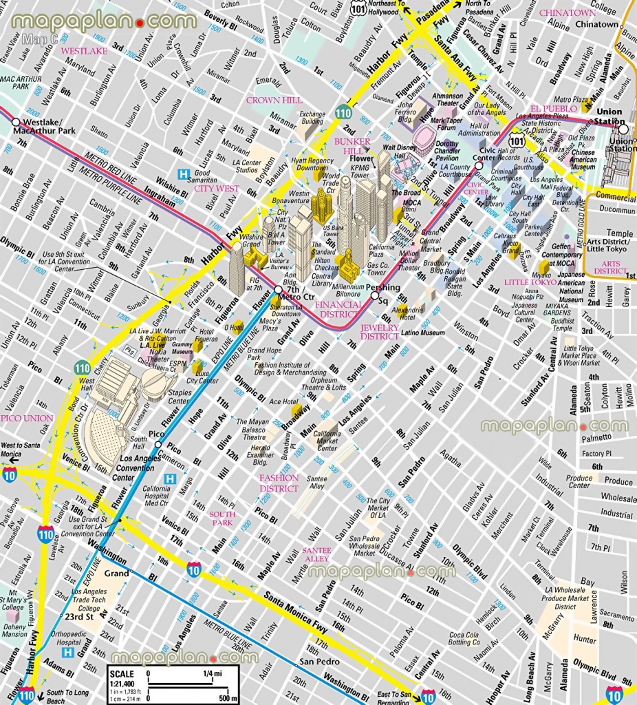 Los Angeles Map - Downtown Financial District - 3D Bird&amp;#039;s Eye Aerial - Free Printable Aerial Maps