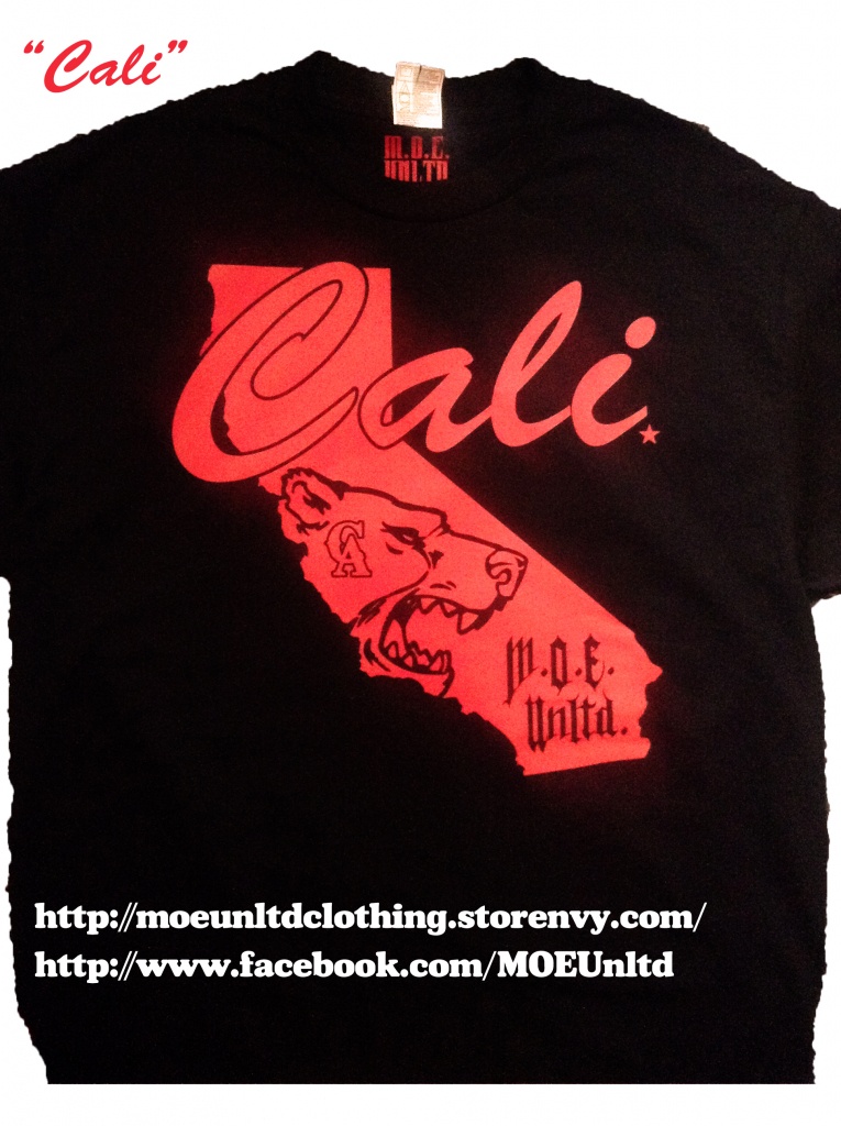 M.o.e. Unltd. Clothing | Cali Men&amp;#039;s Black/red T-Shirt | Online - California Map Shirt