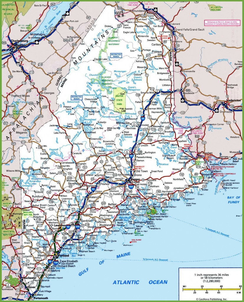 Maine Road Map Printable Map Of Maine 