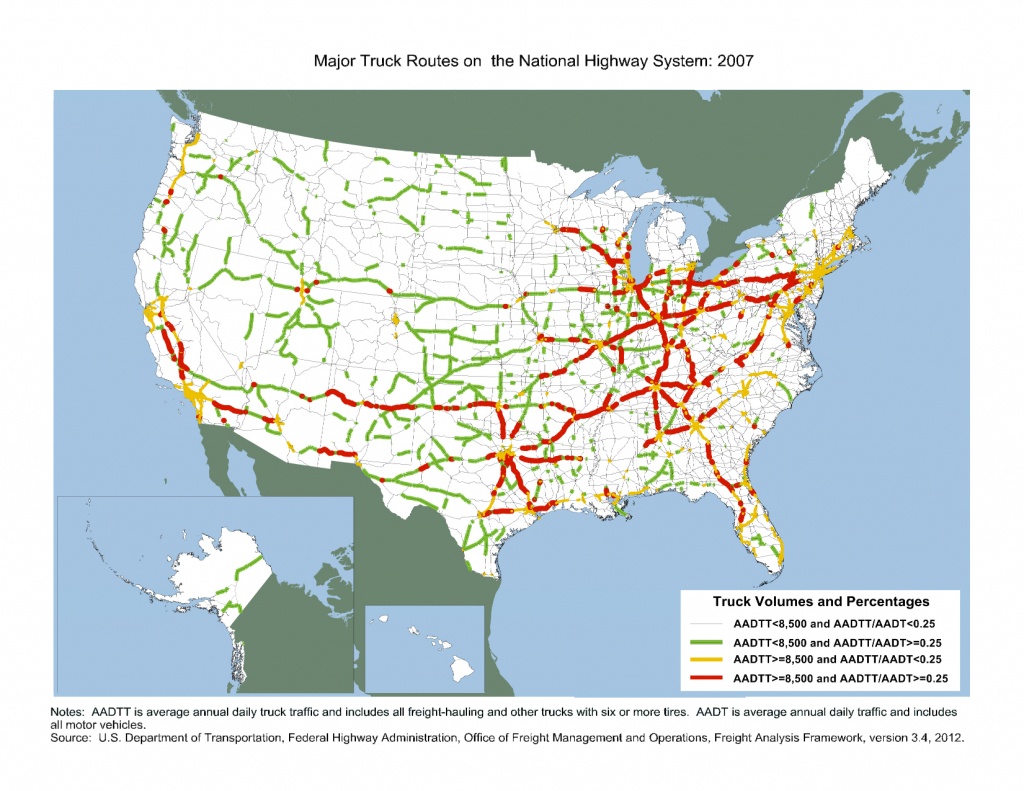 Major Truck Routes On The National Highway System: 2007 - Fhwa - California Truck Routes Map