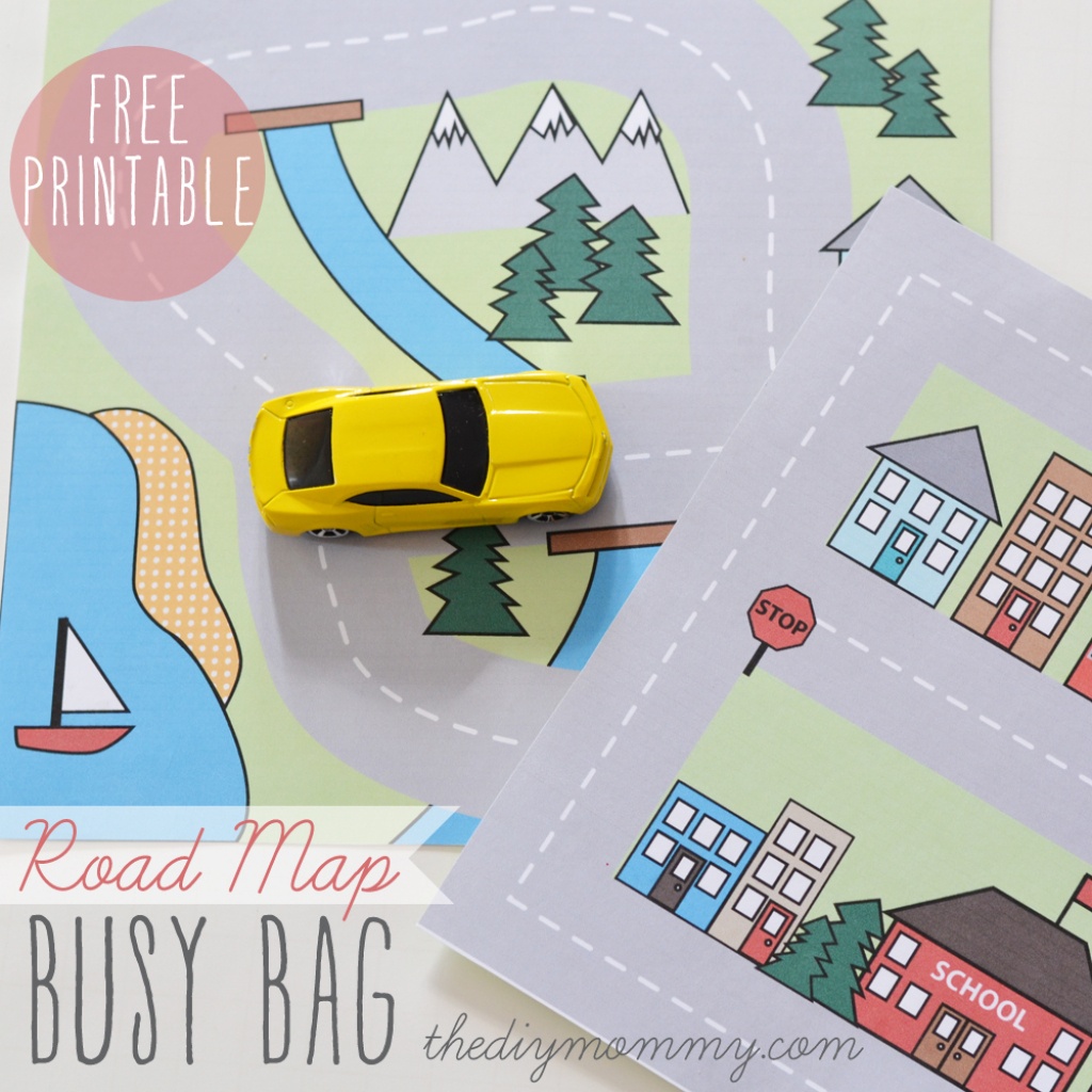 Make A Mini Road Map Busy Bag - Free Printable | The Diy Mommy - Printable Road Maps For Kids