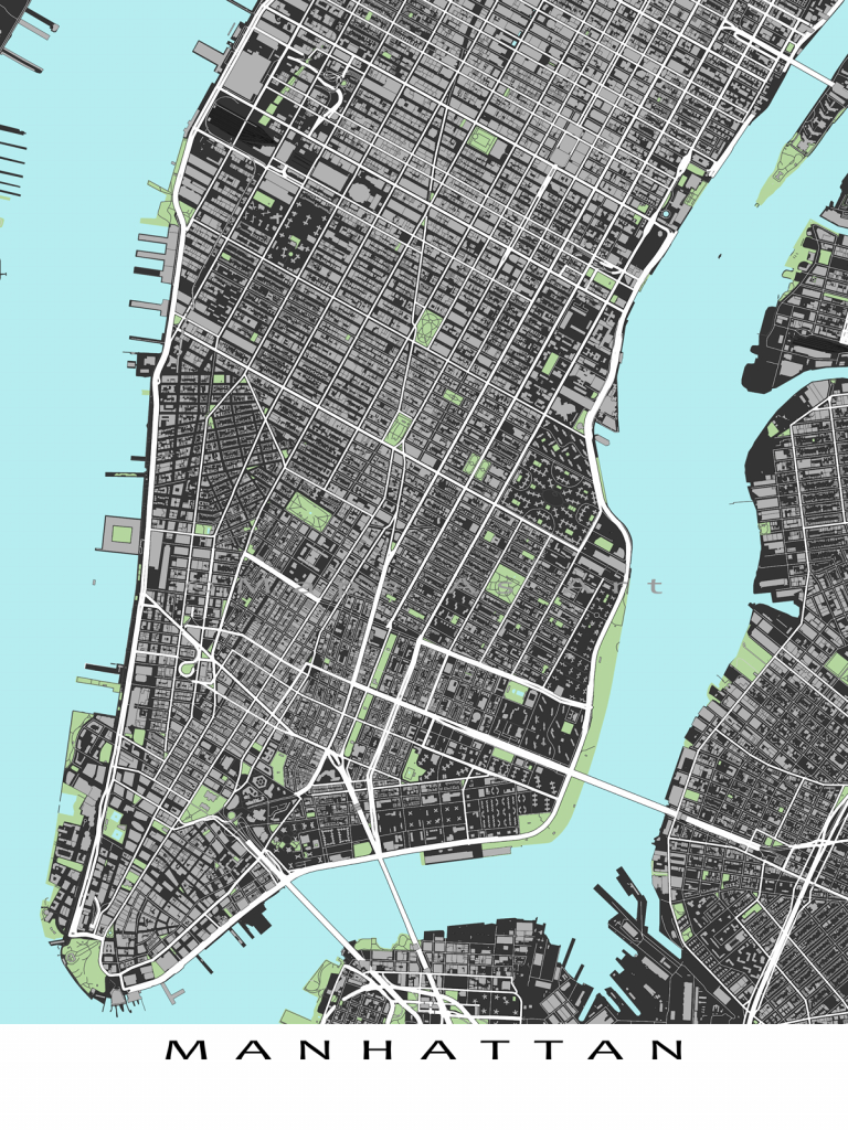 Manhattan Map Print, Lower Manhattan New York City Street Map Art - Brooklyn Street Map Printable