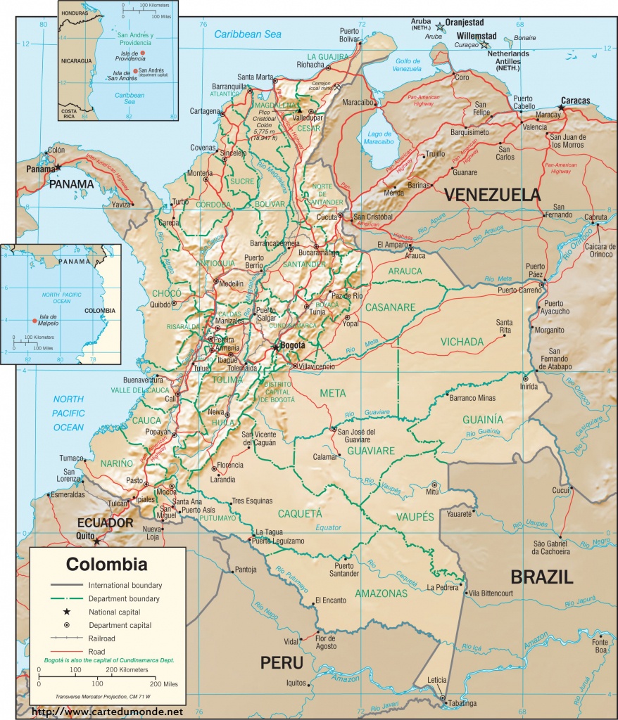 Colombia Printable Map