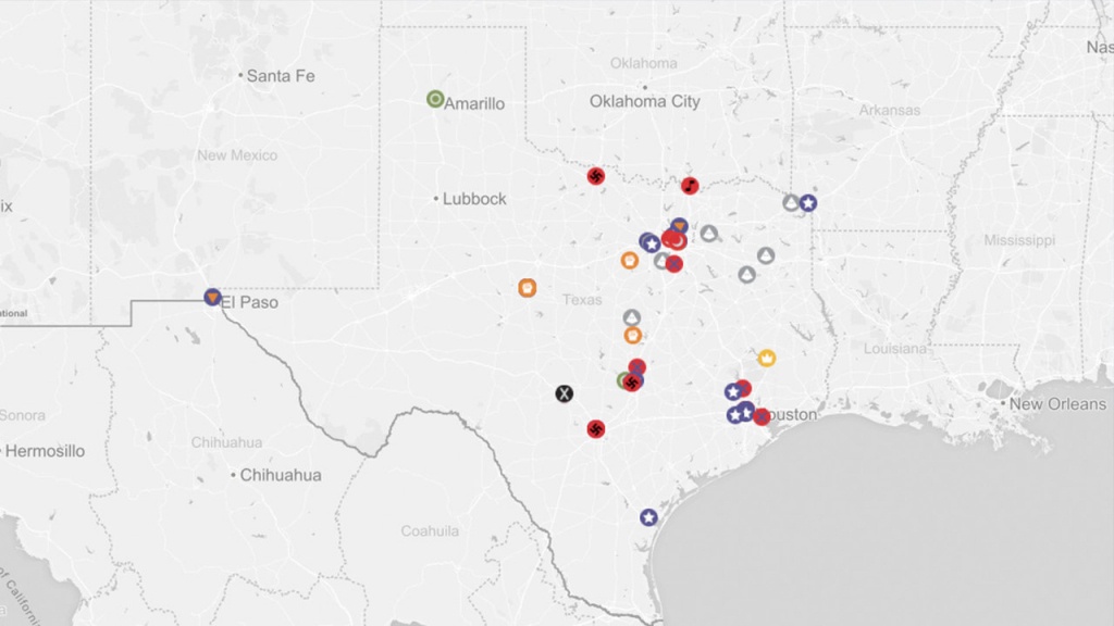 Map Details Where Texas Hate Groups Are In 2017 - Seguin Texas Map
