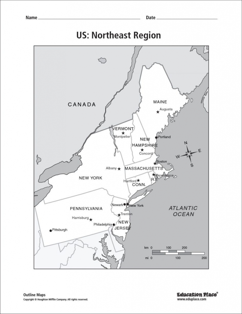 Map Eastern Printable North East States Usa Refrence Coast The New - Printable Map Of Northeast States