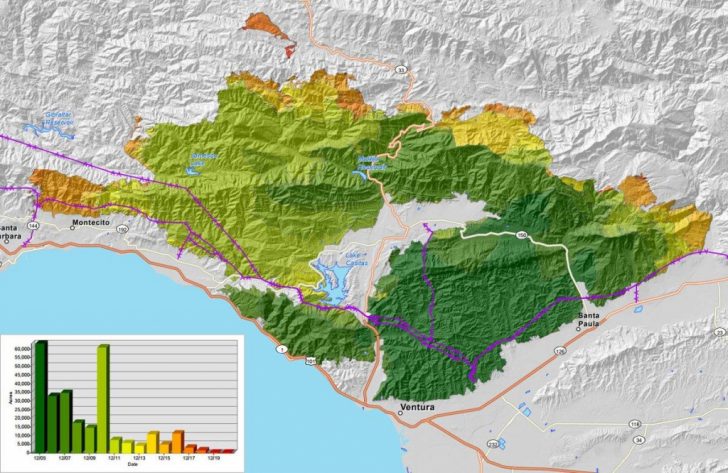Map Of Thomas Fire In California