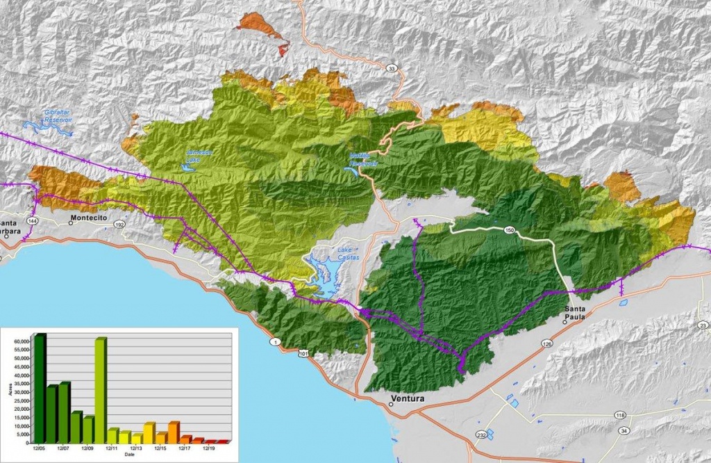 Map: How The Thomas Fire Grew Into One Of California&amp;#039;s Largest - Map Of Thomas Fire In California
