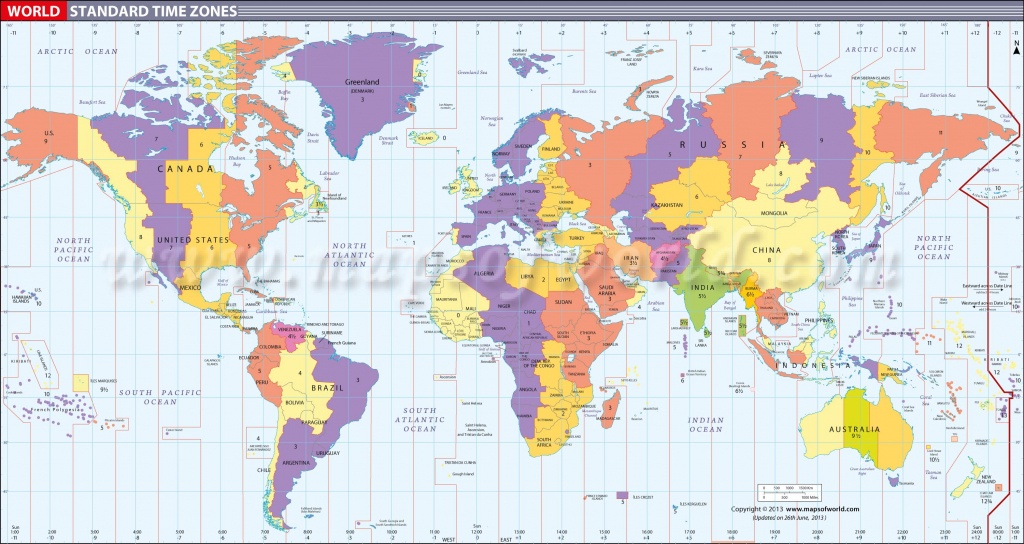 Map In Large Print Of The World Inpinks | Free Printable World Time - Maps With Time Zones Printable