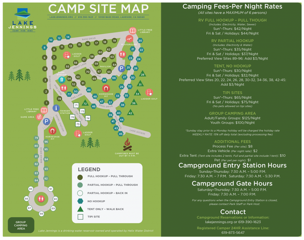 Map » Lake Jennings - California Tent Camping Map