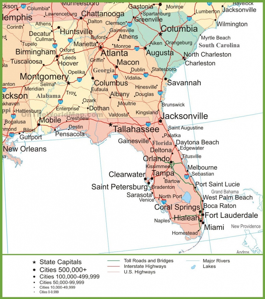 Map Of Alabama, Georgia And Florida - Highway Map Of South Florida