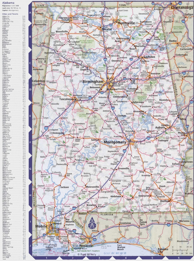 Map Of Alabama With Cities And Towns - Alabama State Map Printable
