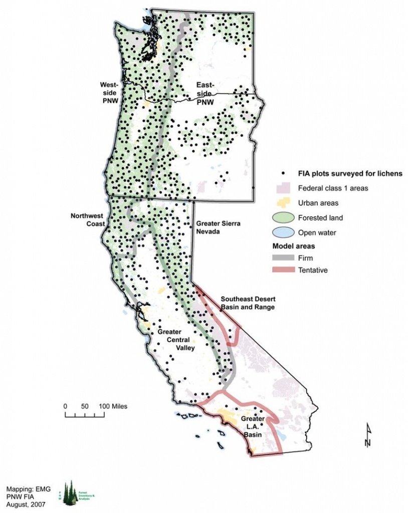 Map Of All Sites In Washington, Oregon, And California Surveyed For - California Oregon Washington Map