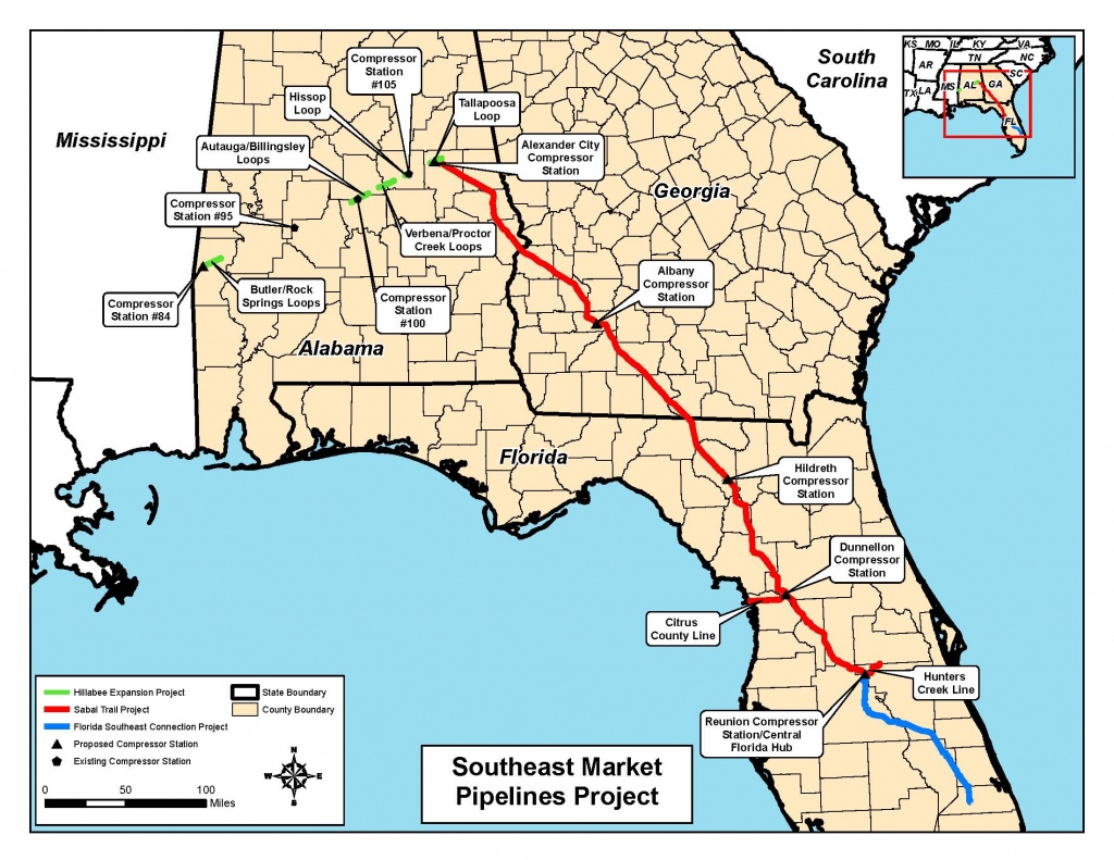 Map Of All Three Pipelines, In Notice Of Intent,ferc, For Florida Gas