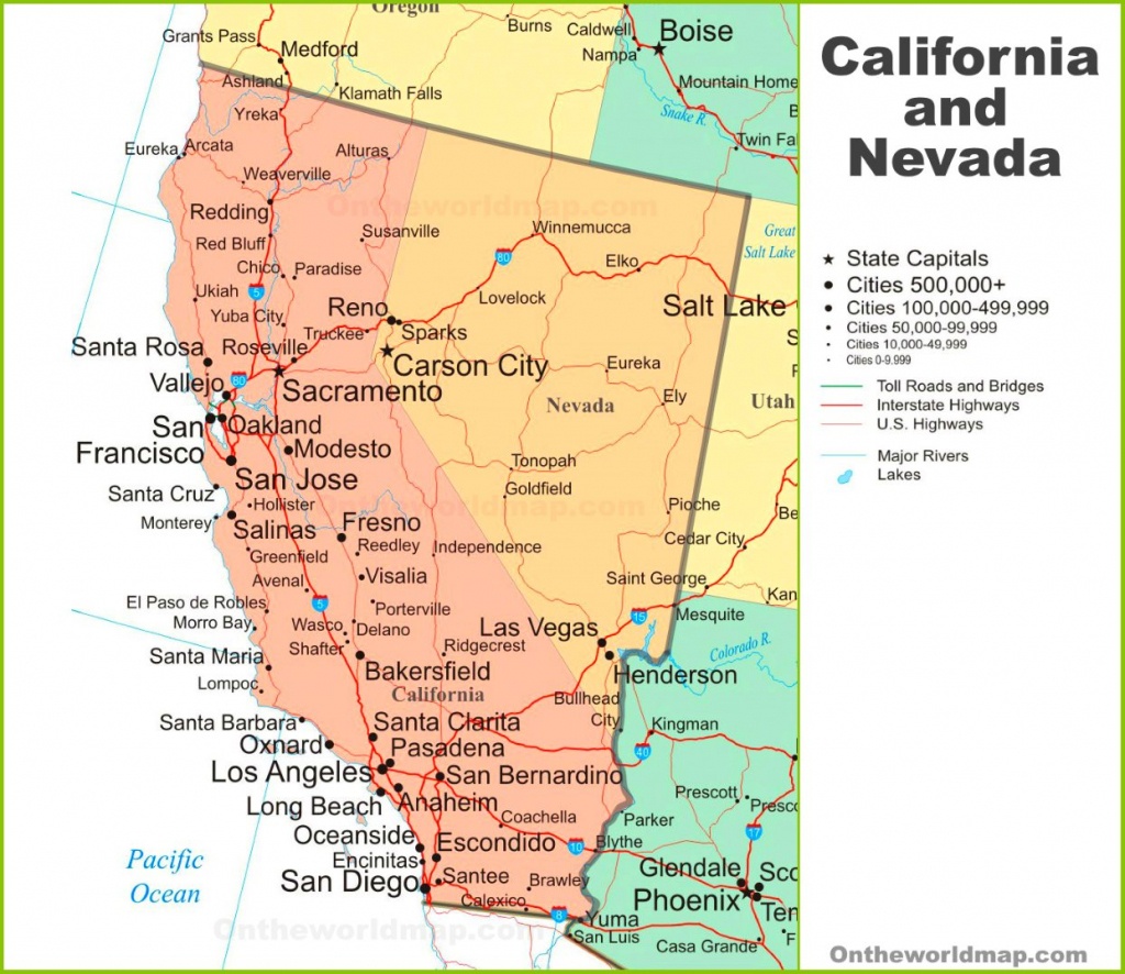 Map Of California And Nevada - California Nevada Map