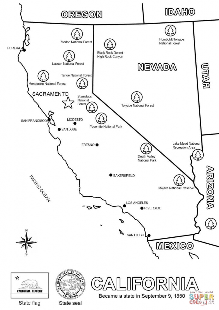 Map Of California Coloring Page | Free Printable Coloring Pages - California Regions Map Printable