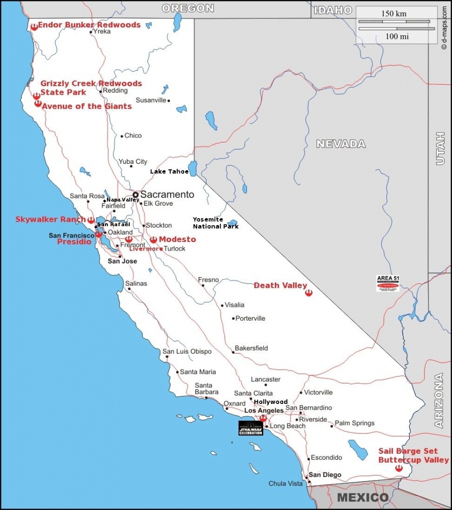 Map Of California Showing The Shooting Location And Other Important - California Destinations Map