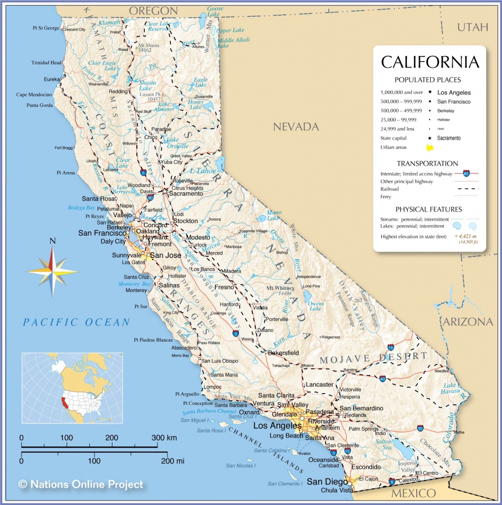 Map Of California State, Usa - Nations Online Project - Lone Pine California Map