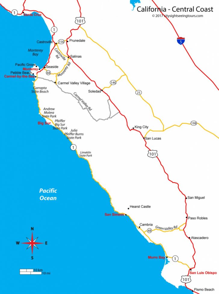 Map Of California Coast Cities