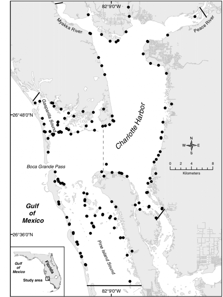 Map Of Charlotte Harbor, Florida, Showing The Collection Locations - Charlotte Harbor Florida Map