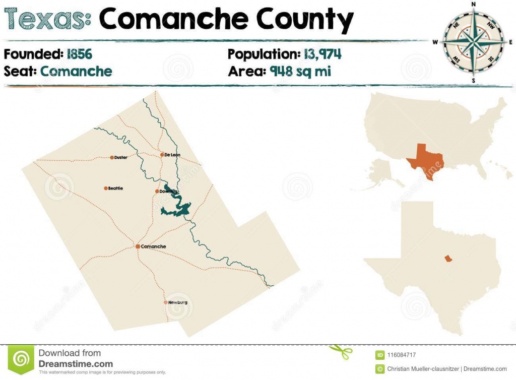 Map Of Comanche County In Texas Stock Vector - Illustration Of City - Comanche County Texas Map