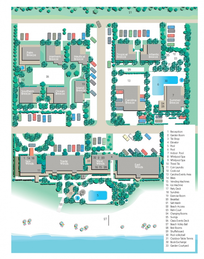Map Of Complex- The Winds Resort, Ocean Isle Beach Nc - Printable Map Of Ocean Isle Beach Nc