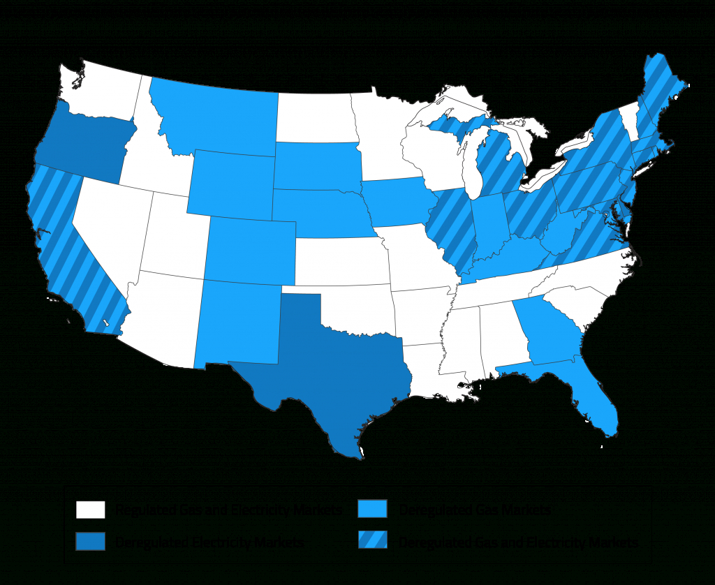 Map Of Deregulated Energy Markets (Updated 2018) – Electric Choice - Florida City Gas Service Area Map