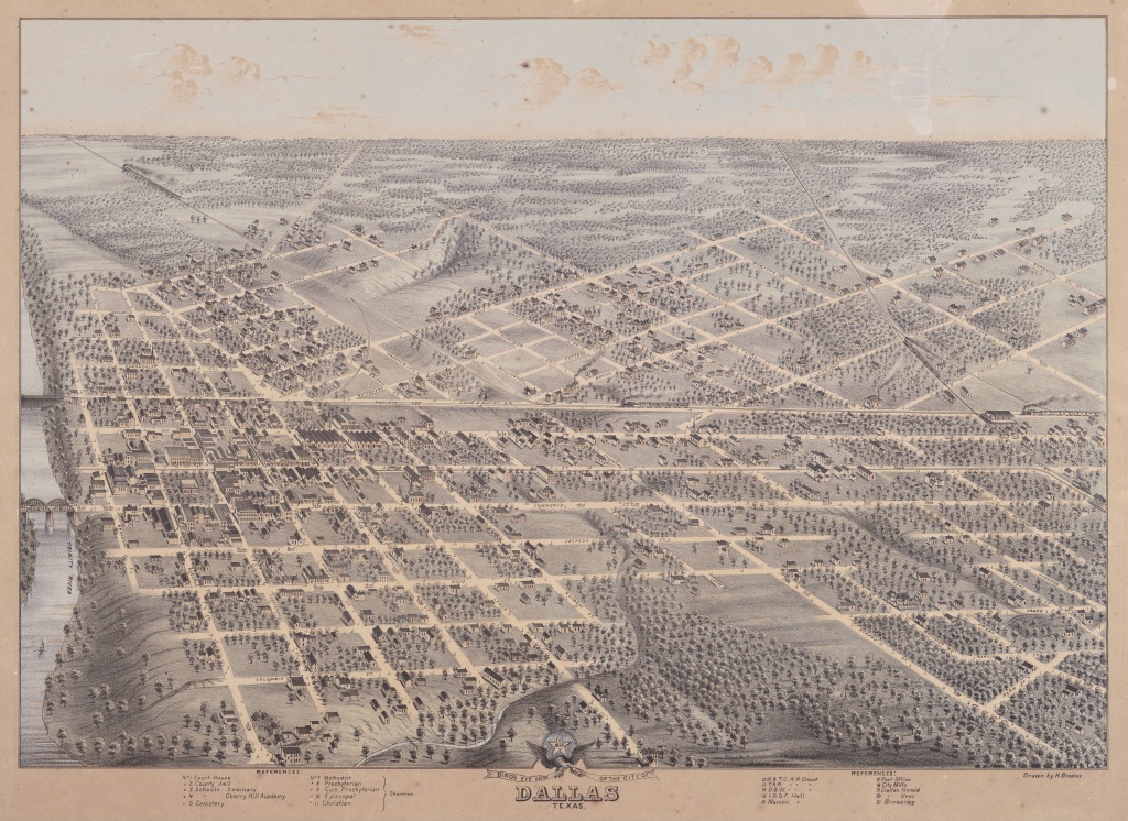 Map Of Downtown Dallas (1872) : Dallas - Map Of Downtown Dallas Texas