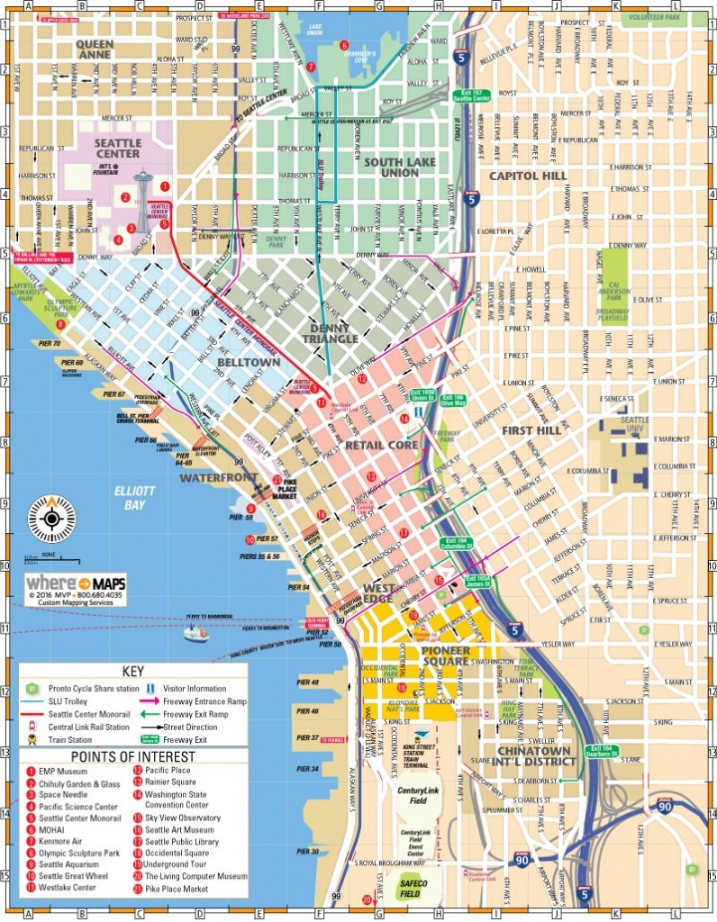 Printable Map Of Seattle Area Free Printable Maps   Map Of Downtown Seattle Interactive And Printable Maps Wheretraveler Printable Map Of Seattle Area 