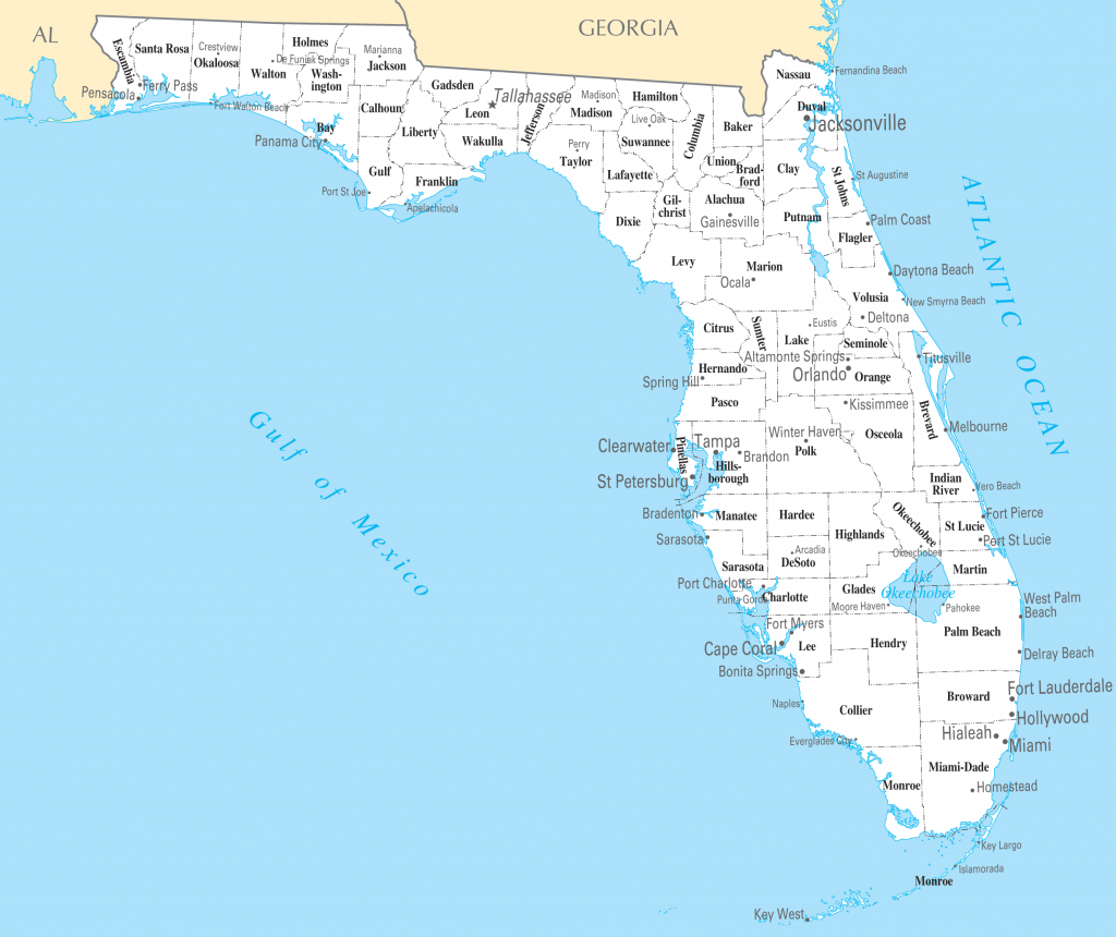 Map Of Florida Cities Printable