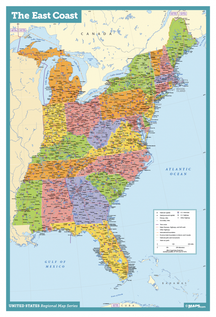Map Of East Coast Usa States With Cities Map United States Printable - Printable Map Of The Usa With States And Cities