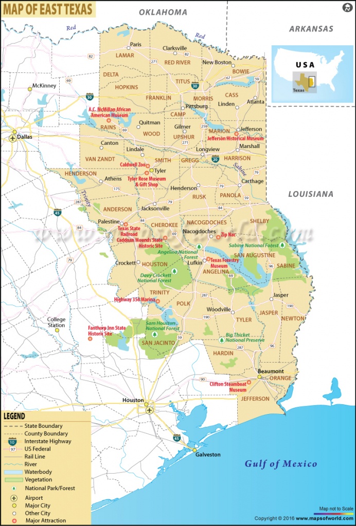 Map Of East Texas, East Texas Map - East Texas Lakes Map
